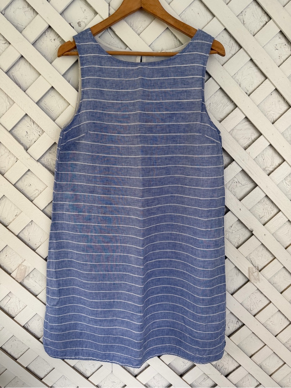 Beachlunchlounge Striped Shift Dress Coastal Nautical Linen  Blend M